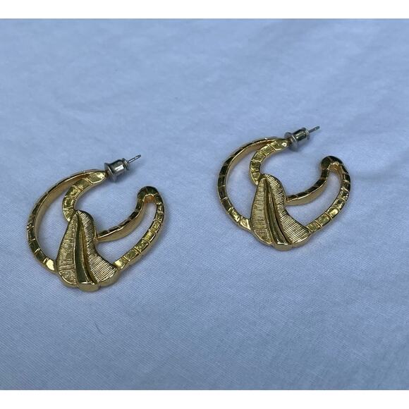 Gold Hoop Earrings Nautical Statement Earrings - Picture 1 of 7